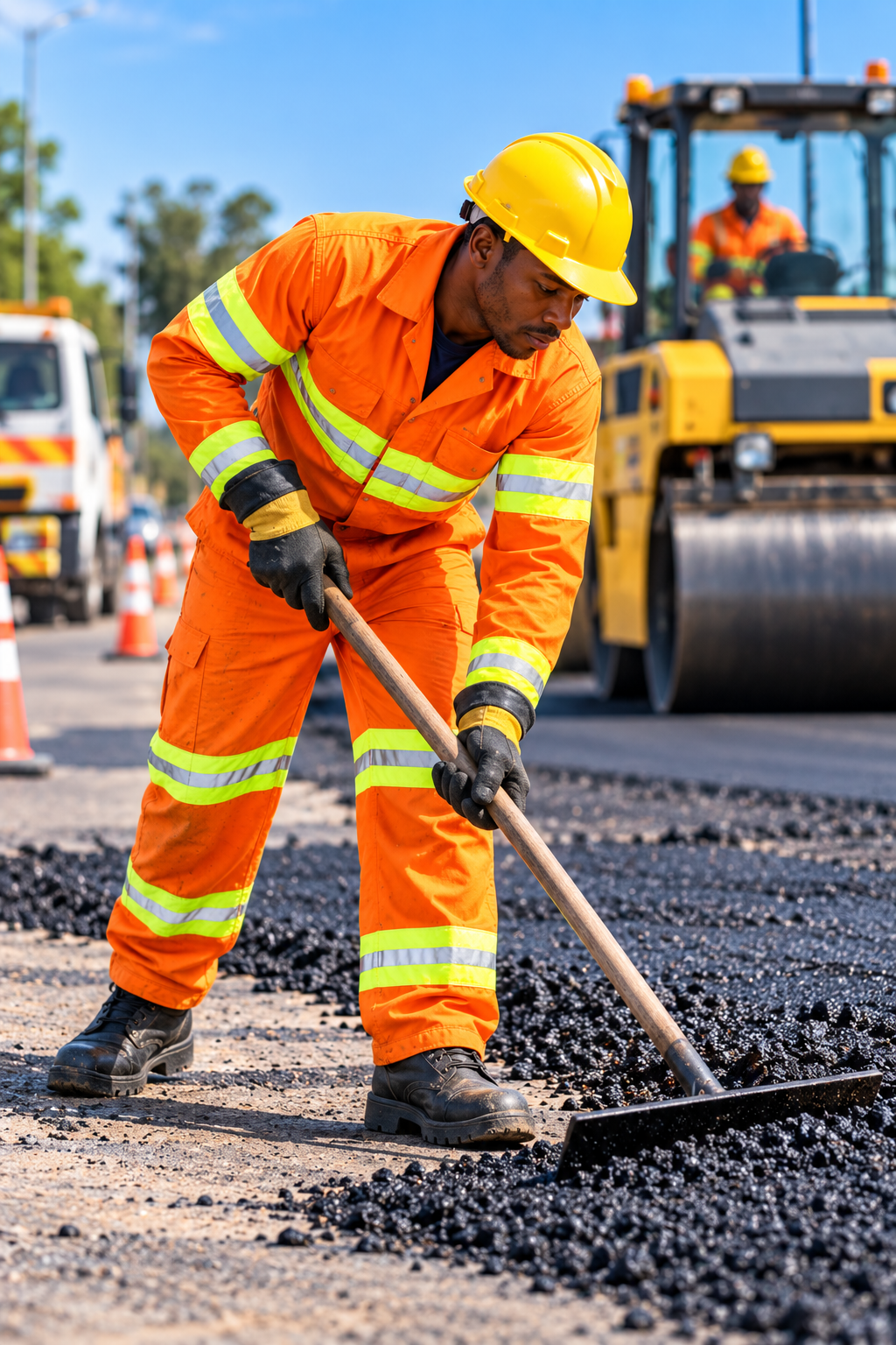 JOBS road worker resurfacing urban street